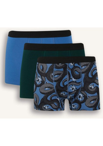 Regular Fit Hayvan Baskılı 3'lü Boxer