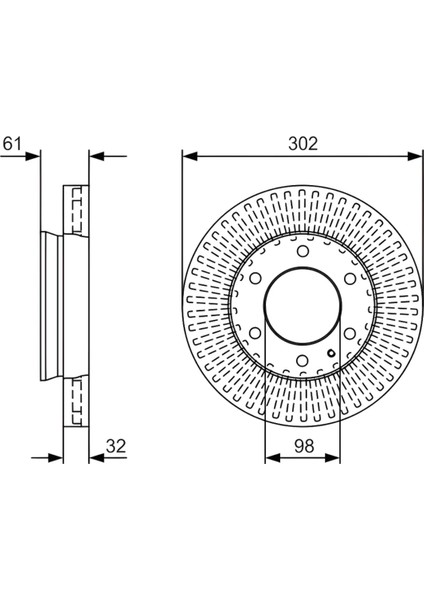 Ford Ranger 2012> Fren Diski Ön (302MM) | Bosch 0986479V32 - AB31 1125 Ac