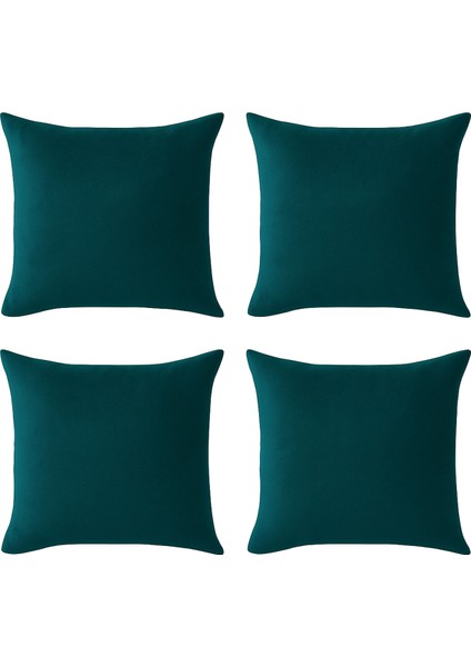 Petrol Mavisi Kırlent Kılıfı 4'lü Set - Gizli Fermuarlı - Kadife Dokulu fiyatları