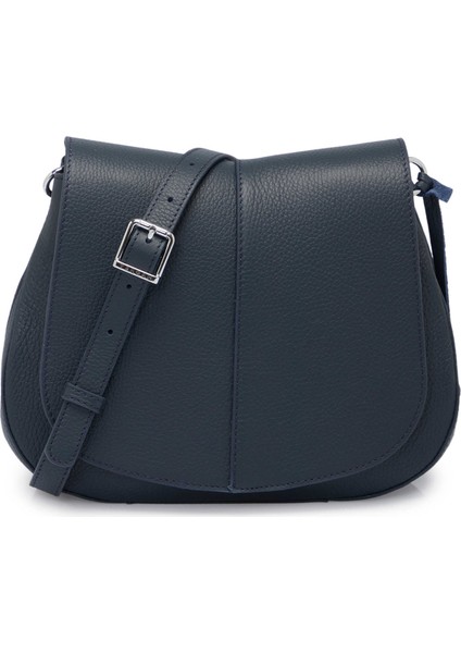 Lacivert Hakiki Deri Kadın Çapraz Askılı Çanta - S25K1BC80241-A38
