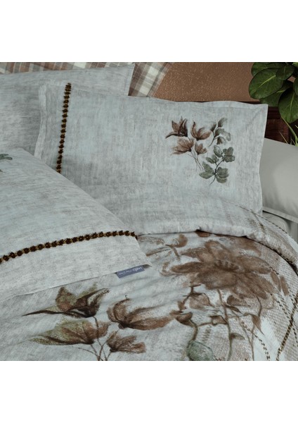 Frances Çift Kişilik %100 Pamuk Çift Taraflı Nevresim Takımı Bej modelleri