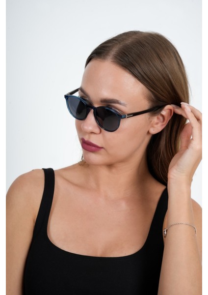 Mavi Yuvarlak Olivier Philippe Güneş Gözlüğü