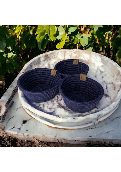 3 Lü Sunum Çerez Takımı Jüt Hasır Sunum Kabı