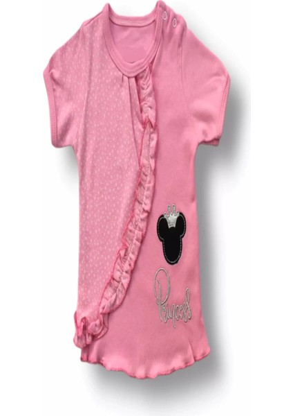 3-6 6-9 9-12 12-18 Ay Princess Taçlı Nakışlı Şort Tişört 3lü Kız Bebek Takımı Pembe fiyatları