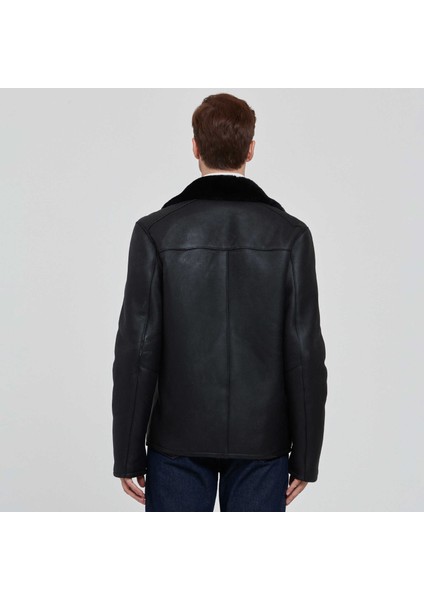 Siyah Hakiki Deri Erkek Hakiki Deri Mont - E23BKM310456-D51 fırsatları