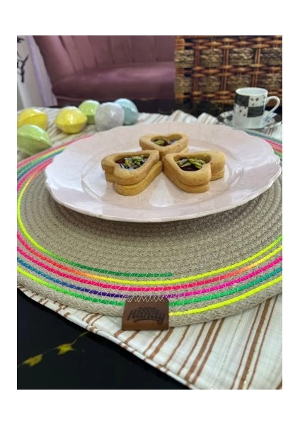 çınar ticaret decohandy 39cm neon renkli şeritli jüt örme supla amerikan servis