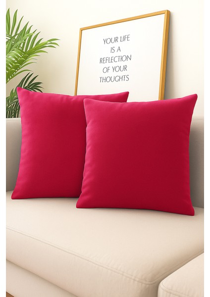 Fuşya Kırlent Kılıfı 4'lü Set - Gizli Fermuarlı - Kadife Dokulu