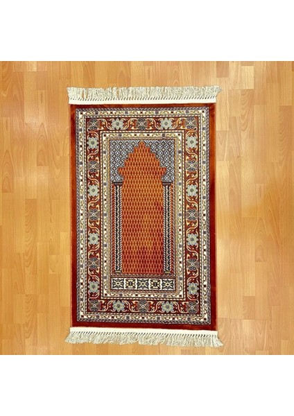 Lalezar Motifli Yünlü Seccade Kiremit