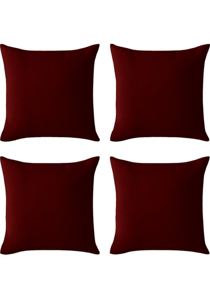 Bordo Kırlent Kılıfı 4'lü Set - Gizli Fermuarlı - Kadife Dokulu fiyatları