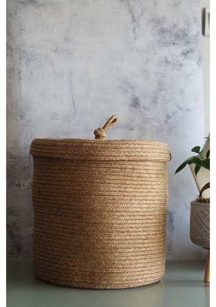 El Dokuması Jüt Kapaklı Hasır Sepet, Banyo Kirli Sepeti, Mutfak Düzenleyici Sepet ve Saksı fiyatları