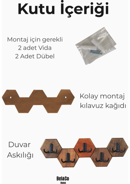 Dekoratif Petek(Altıgen) Ahşap Duvar Askılığı - Rustik Antre Portmanto modelleri