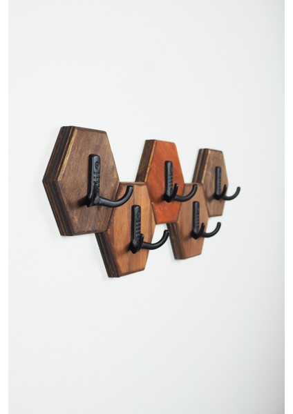 Dekoratif Petek(Altıgen) Ahşap Duvar Askılığı - Rustik Antre Portmanto indirimleri