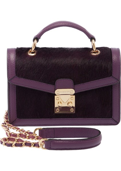 Mor Hakiki Deri Kadın El Çantası - S24K1BC80265-U6N