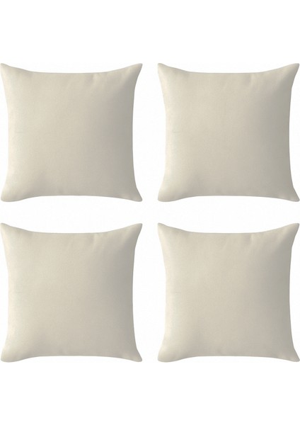 Ekru Kırlent Kılıfı 4'lü Set - Gizli Fermuarlı - Kadife Dokulu fiyatları