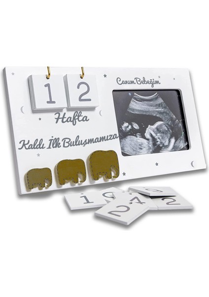 Ultrason Geri Sayım Çerçevesi| Hamile Hediyelik, 40 Hafta Hamilelik Takvimi, Ilk Fotoğrafım Sonogram