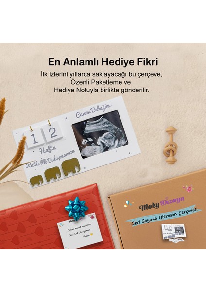 Ultrason Geri Sayım Çerçevesi| Hamile Hediyelik, 40 Hafta Hamilelik Takvimi, Ilk Fotoğrafım Sonogram
