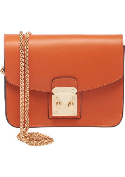 Turuncu Hakiki Deri Kadın Çapraz Askılı Çanta - S25K1BC78972-T6T