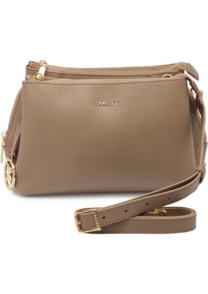 Bej Hakiki Deri Kadın Çapraz Askılı Çanta - S25K1BC80468-S95