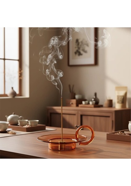 Cam Tütsü Tutucu Pirinç Dokuz Delikli Tütsü Çubuk Tutucu Cam Kül Tutucu ile Meditasyon Yoga Spa Için Tütsü Brülör (Yurt Dışından) fırsatları