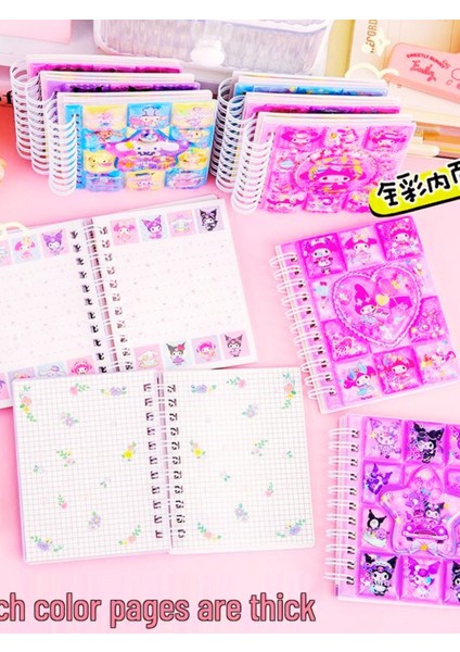 Kuromi My Melodi Cinnamoroll Sanrio 3D Sulu Kapak Stickerlı Not Defteri 1 Adet modelleri