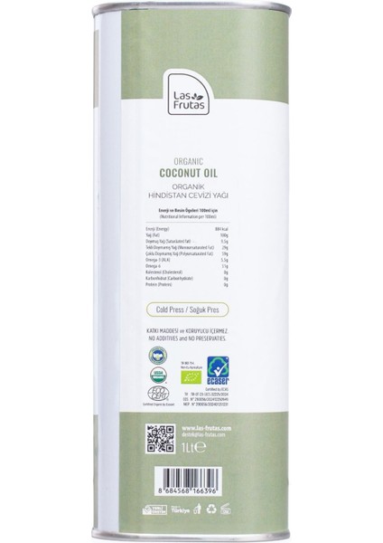 Yemeklik Hindistan Cevizi Yağı 1 Litre – Soğuk Sıkım, Saf & Doğal indirimleri