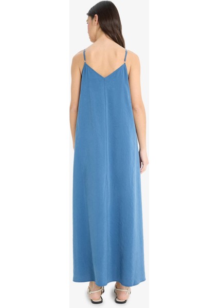 A Kesim V Yaka Modal Kolsuz Maxi Elbise D8753AX25SM