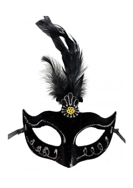 çınar ticaret siyah tüylü süet parti maskesi