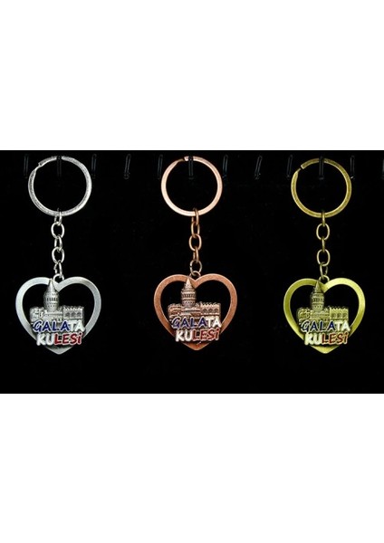 çınar ticaret metal galata kulesi anahtarlık kalp tasarımlı