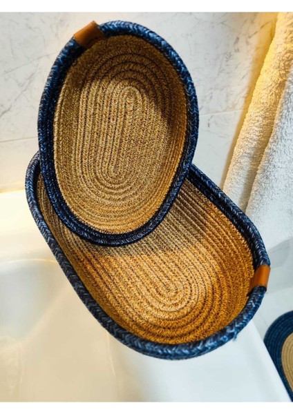 Lüks Jüt Hasır Desenli Sepet Dolap Içi Düzenleyici, Saklama Sepeti, 2 Adet Sepet 30*20*10 fırsatları