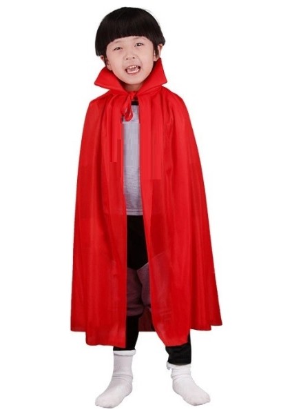 çınar ticaret kırmızı renk yakalı pelerin çocuk boy 90 cm