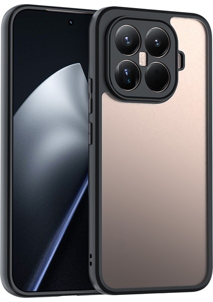 Xiaomi 15T Pro Uyumlu Kılıf Roll Arkası Şeffaf Plastik Kenar Silikon Airbagli Siyah