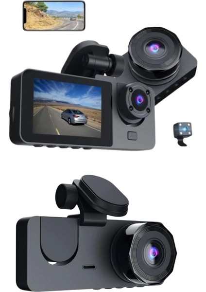 çınar ticaret 3 kameralı 2 ınç 1080p araç ıçi kamera sürüş kamerası carplay fiyatları