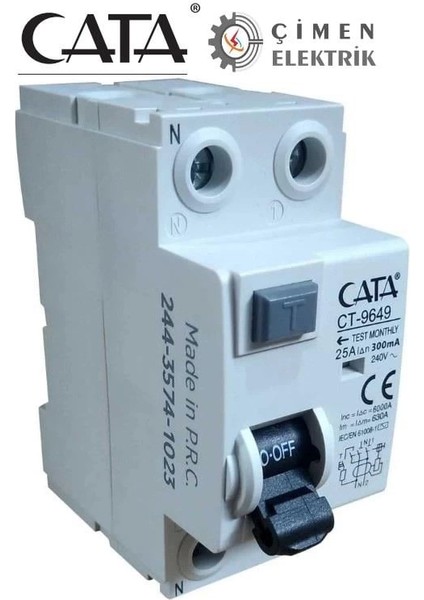çınar ticaret cata ct 9649 2x25a 300ma 6ka monofaze kaçak akım rölesi fiyatları
