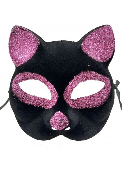 çınar ticaret siyah renk pembe simli kedi maskesi