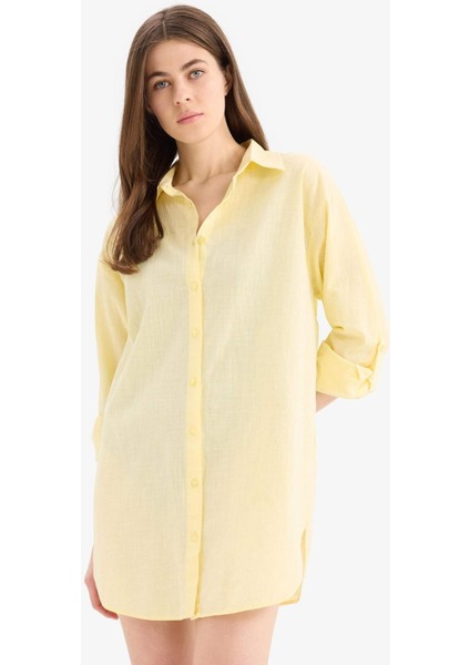 Regular Fit Pamuklu Plaj Gömleği-Fall in Love