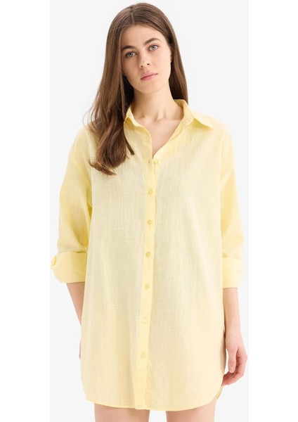 Regular Fit Pamuklu Plaj Gömleği-Fall in Love