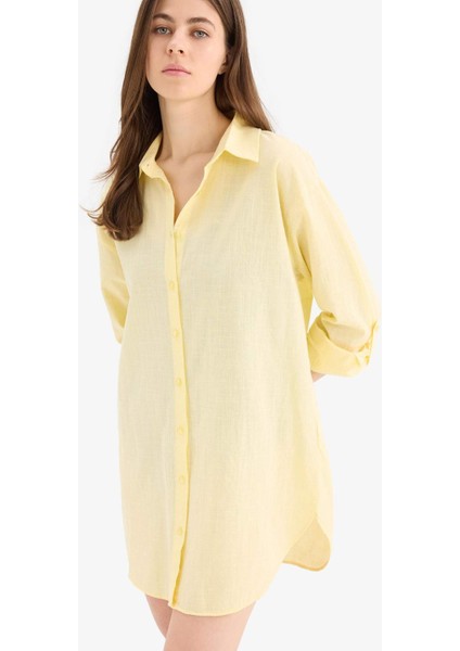 Regular Fit Pamuklu Plaj Gömleği-Fall in Love