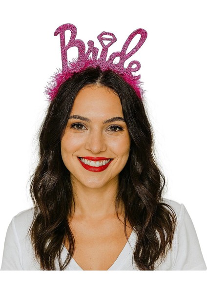 çınar ticaret fuşya renk bekarlığa veda ıtalik yazı alyanslı bride taç