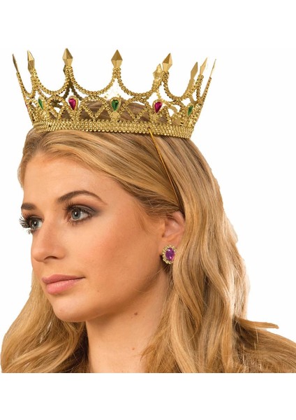 çınar ticaret taşlı rönesans kostümlü kraliyet ortaçağ altın kraliçe prenses tacı