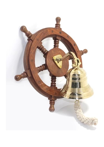 çınar ticaret duvara asmalı ahşap dümenli pirinç çan