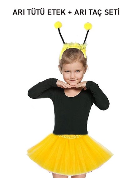 çınar ticaret gösteriler ıçin sarı arı tütü etek ve sarı ponponlu arı taç seti