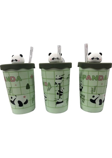 Panda Tasarımlı Pipetli Kupa Bardak