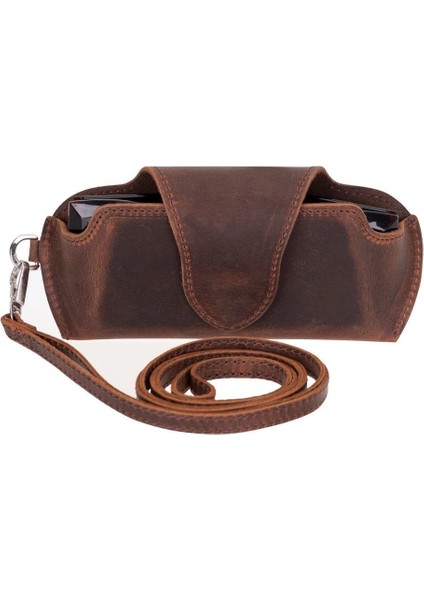 çınar ticaret riviera deri askılı gözlük kılıfı antik kahve