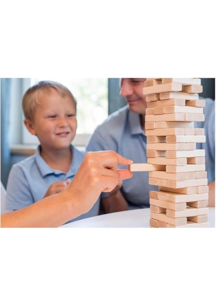 çınar ticaret büyük boy doğal ahşap denge oyunu kule oyunu 54 parça ahşap yapı blokları cenga fırsatları