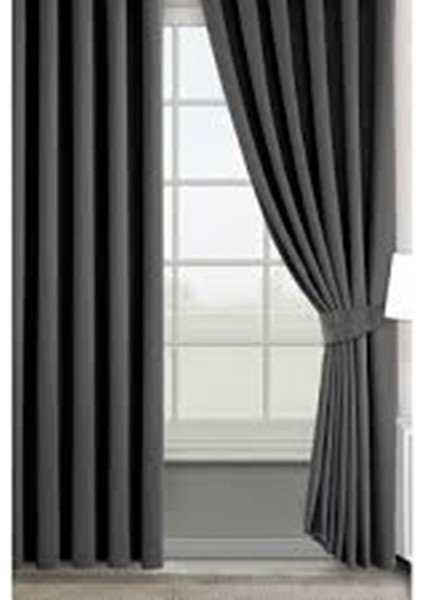 Antrasit Işık Geçirmez Termal Kornişli Blackout Karartma Saten Güneşlik Perde Enxboy