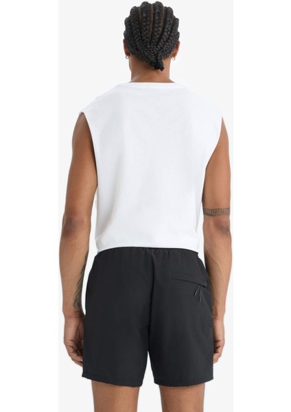 Fit Baskılı Esnek Dokulu Kısa Boy Sporcu Deniz Şortu