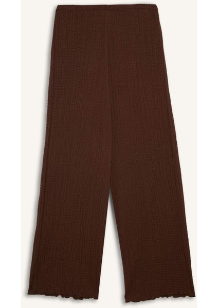 Regular Fit Beli Lastikli Basic Düz Bürümcük Pantolon