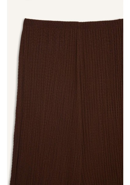 Regular Fit Beli Lastikli Basic Düz Bürümcük Pantolon