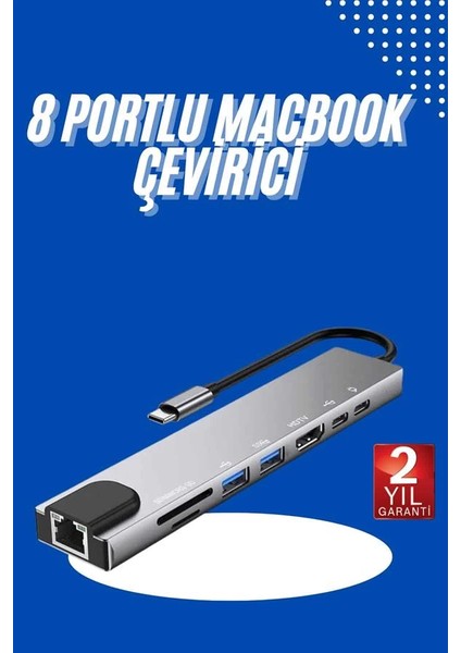 çınar ticaret usb type-c hub dönüştürücü çevirici çoklayıcı macbook çevirici 8 portlu fiyatları
