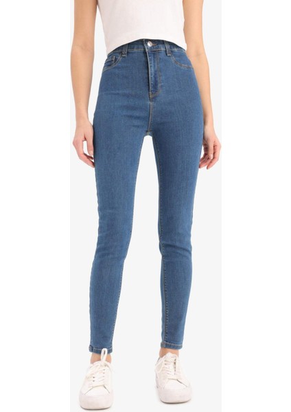 Jegging Yüksek Bel Bilek Boy Dar Paça Basic Düz Jean Pantolon